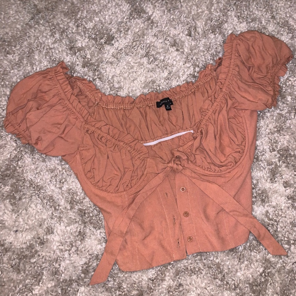 Kendall & Kylie Crop Top with Ruffle Sleeves